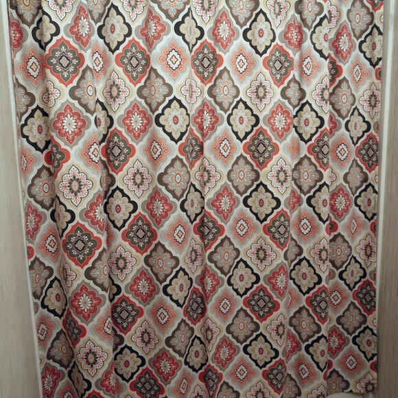 Peri Home Terra Cotta & Grey Fabric Shower Curtain 72" x 72" - Picture 1 of 6